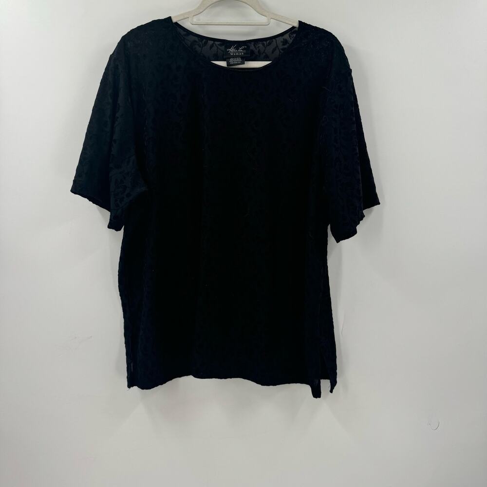 Whimsygoth Black burnout velvet plus Shirt vine shirt